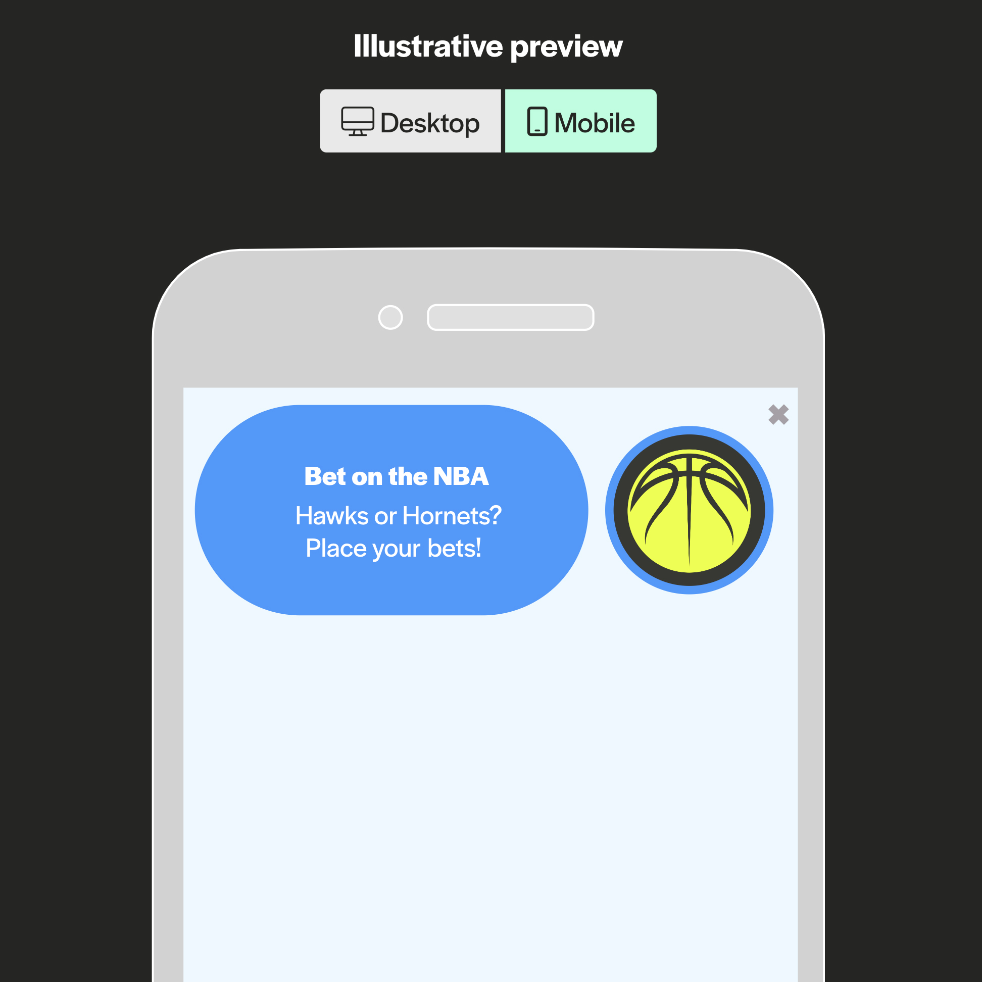 Example of an in-page push ad being used for NBA advertising