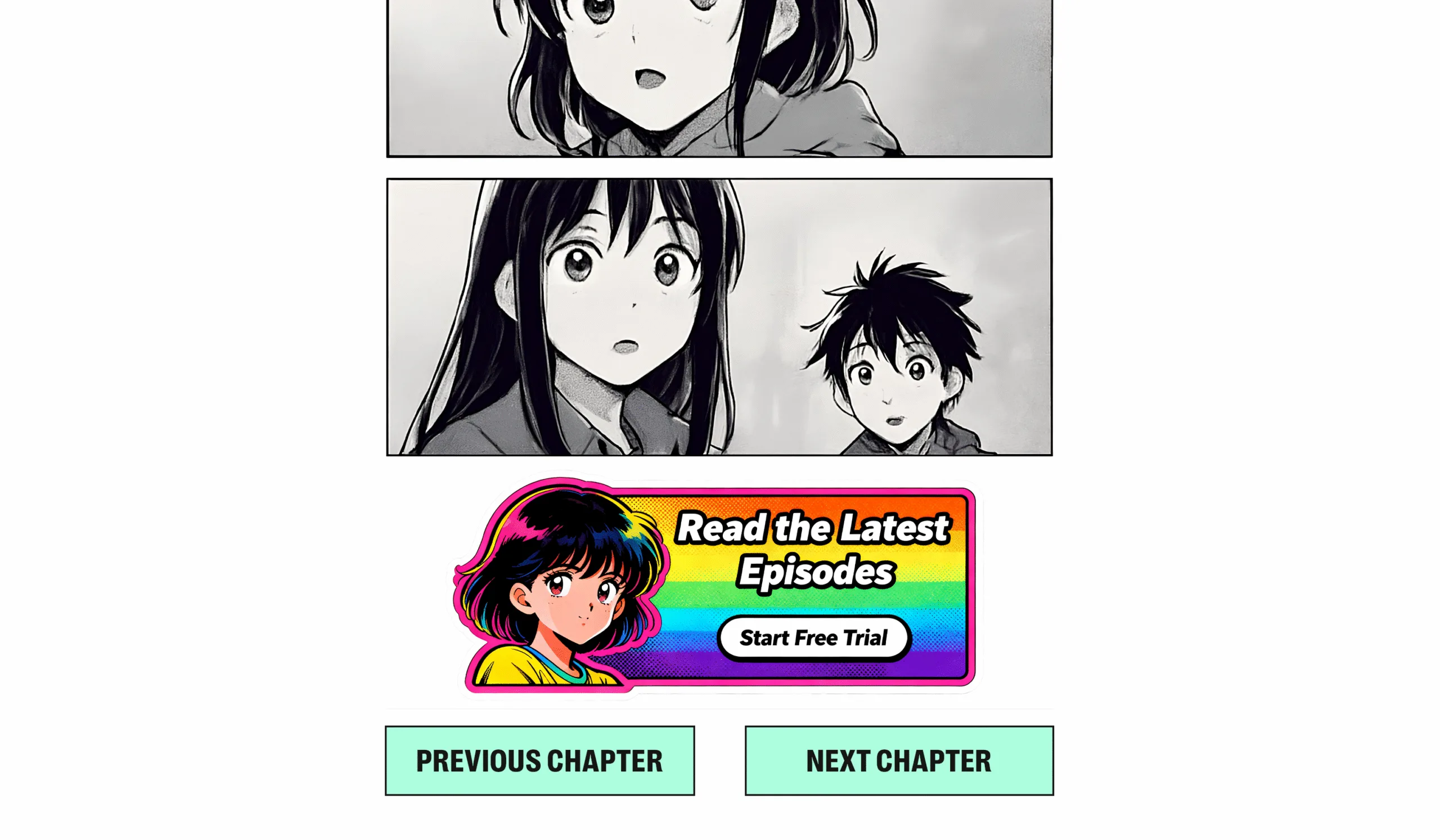 Example of a display ad as a footer on a manga website